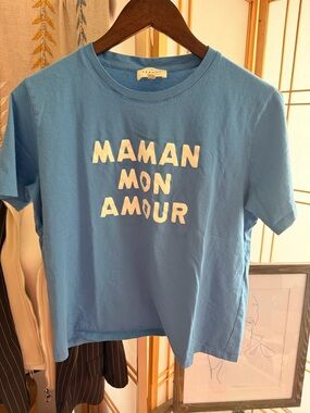 Sézane “Maman Mon Amour” Graphic Tee – Blue – Size L